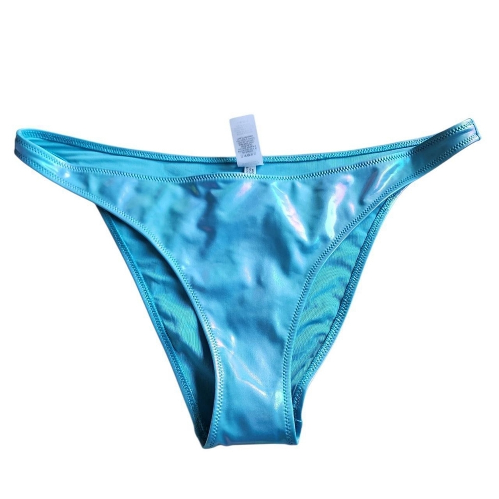 Aerie Blue Shiny Cheeky Swim Bottom